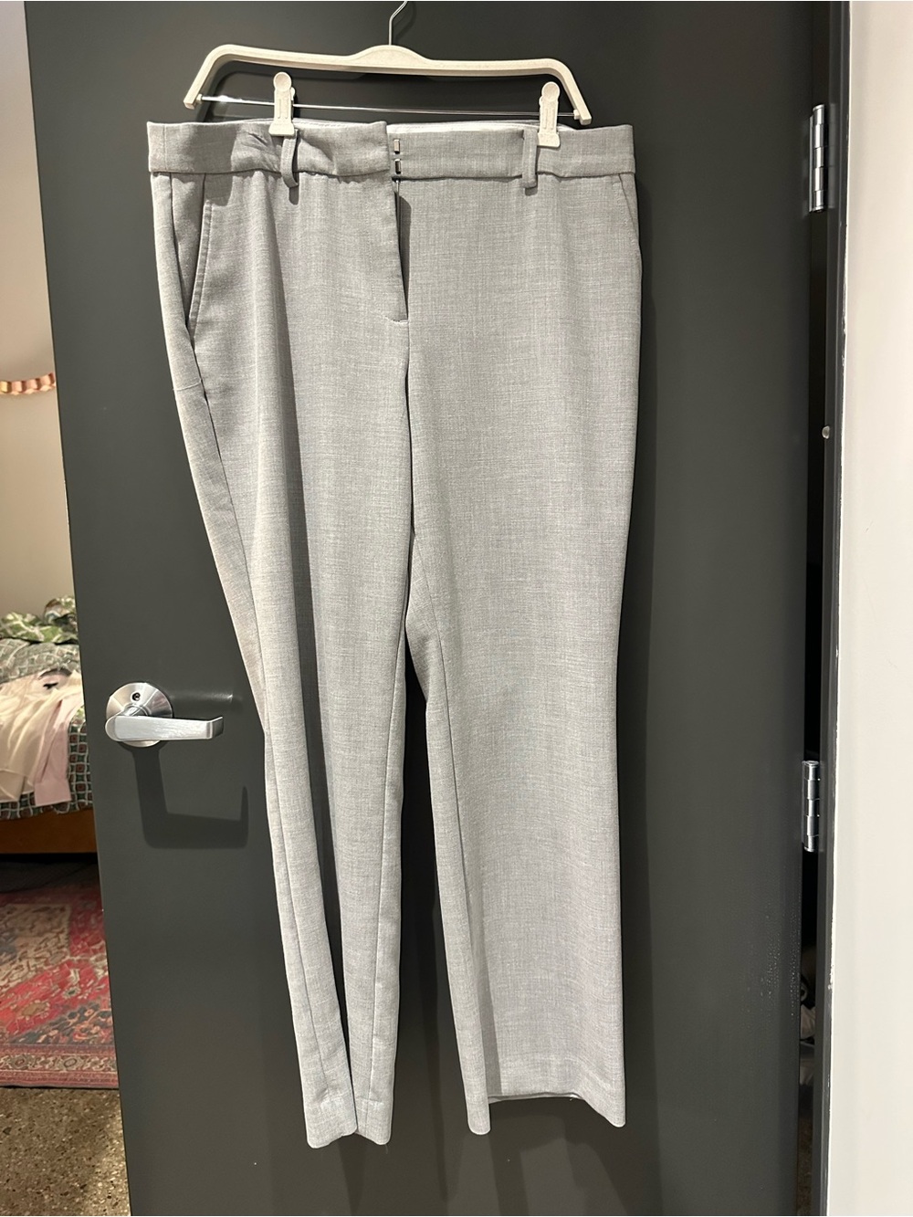 talbots freeport straight leg full length pant 14 petite heather gray